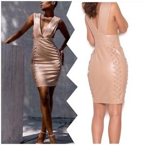 HOUSE OF CB Valencia Nude Vegan Leather Dress